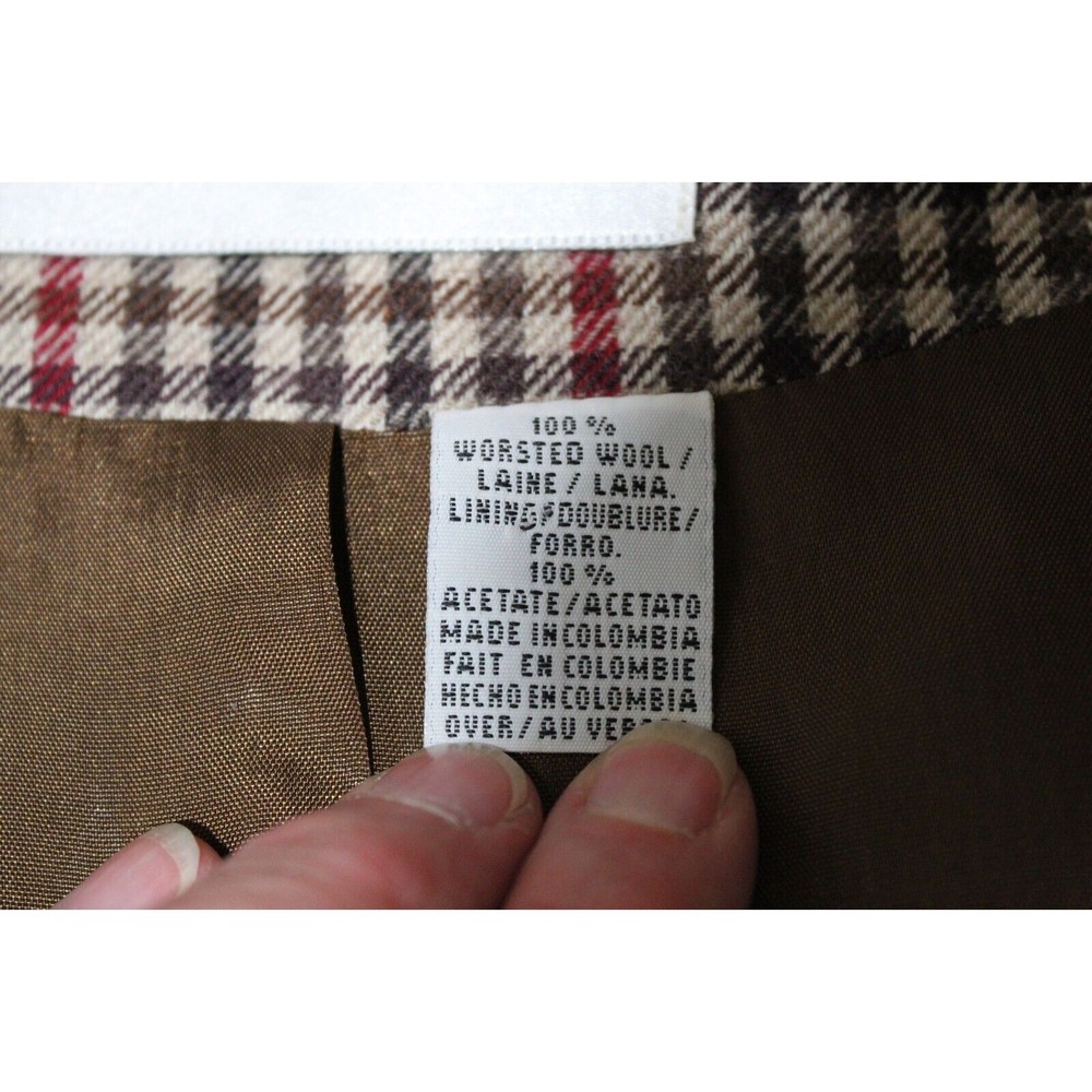 JH Collectibles Vtg Women's 16 Blazer Brown/Red Check Pattern Pockets 100% Wool - Picture 11 of 16